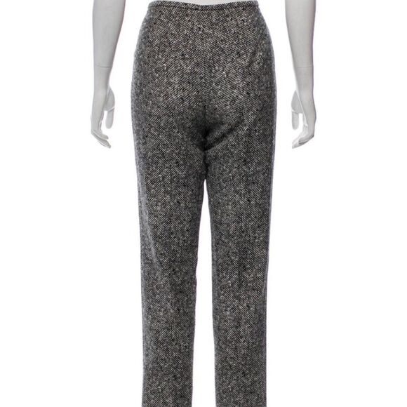 Michael Kors Collection Italy Black White Textured Wool Mid Rise Straight Pant 4 - Picture 3 of 11